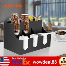 Cup Lid Dispensers Holder Acrylic Coffee Caddy Rack Anti-slip Tea Condiment Rack