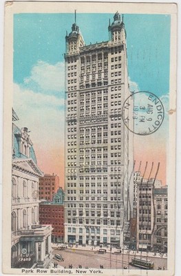 Park Row Building New York NY Postcard 1928 Endicott Lamar Missouri
