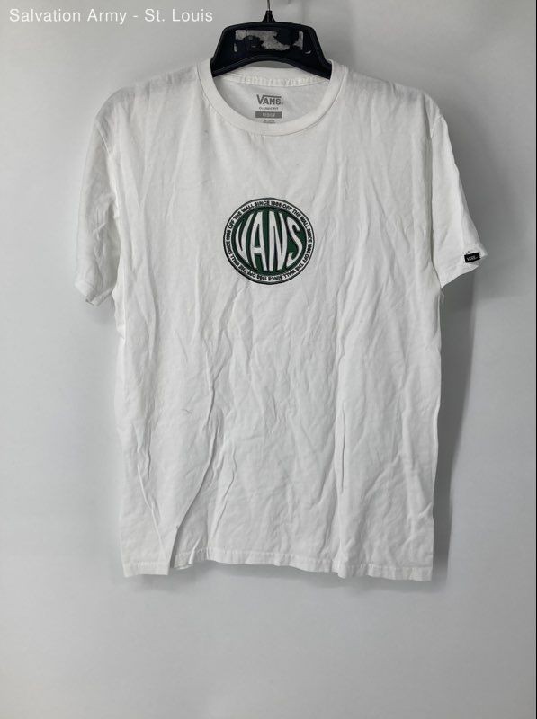 Vans Mens White Cotton Classic Fit Short Sleeve Pullover T-Shirt Size Medium