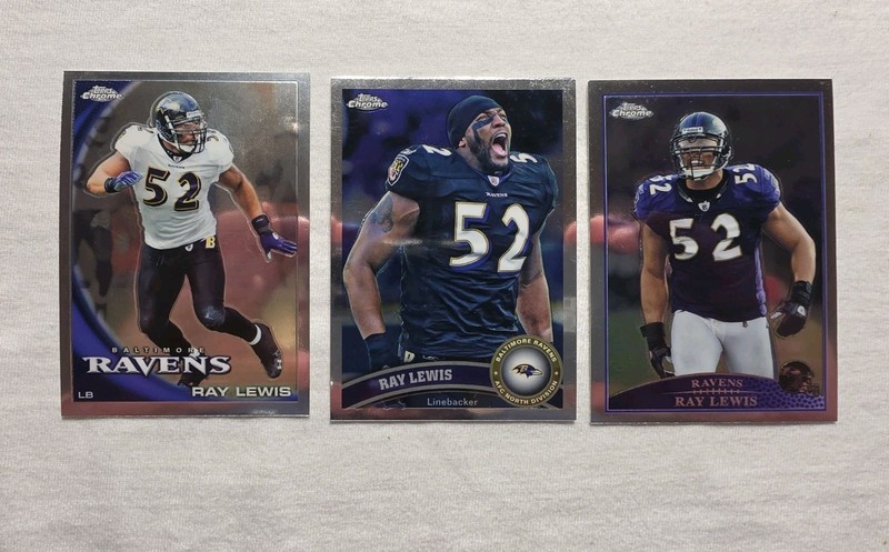RAY LEWIS 3 Card Lot Topps Chrome Baltimore Ravens 