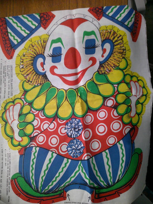 VTG Chester The Clown Cut And Sew Colorful Clown Pillow Pattern Fabric Panel
