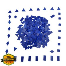 Glass Mosaic Tiles Deep Blue, 220pcs 4 Shapes for Art Crafts Decor