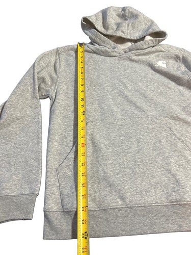 Carhartt Hoodie Sweatshirt Yourh Size XL (14) Gray Pullover Logo Sleeve Outdoors - Picture 3 of 11
