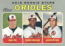 2019 Topps Heritage #343 Cedric Mullins RC Paul Fry RC Austin Wynns RC