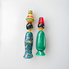 Vintage Egyptian Spindle Dolls Cairo Folk Art Hand Painted Wood Set Unique Decor — photo 4