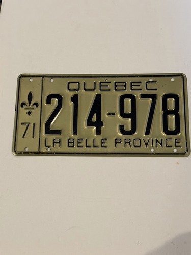 1971 Quebec License Plate 214-978