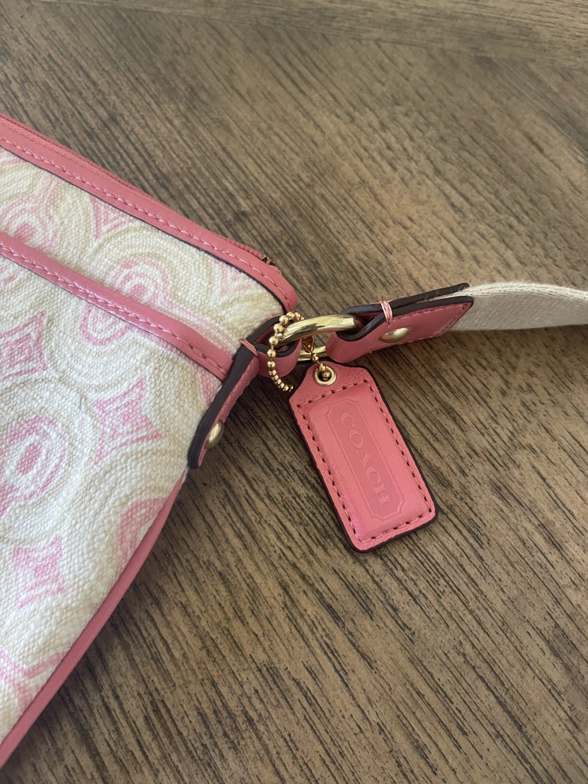 Borsa a tracolla Coach Op Art Audrey rosa corallo crema Swingpack A1173 45572 RARA NUOVA CON ETICHETTE