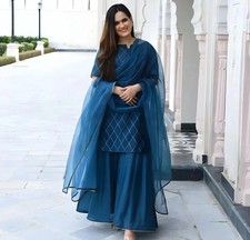 Pakisatni Party Wear Salwar Kameez Indain Bollywood Kurti Palazzo Dupatta Set