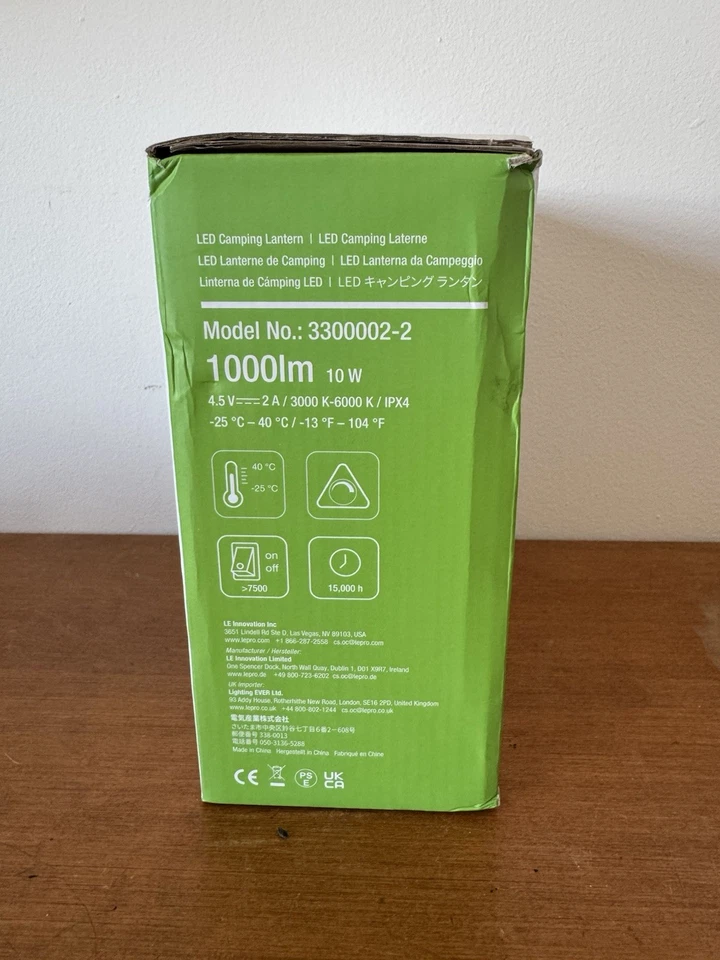 Linterna LED portátil para camping LE 1000LM alimentada por batería caminata de emergencia, paquete de 2 Foto 2 de 4