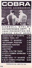 1964-1965 SHELBY COBRA RACING ACCESSORIES ~ SMALL CARROLL SHELBY ENTERPRISES AD