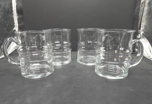 Iittala Finland  Ripple Glass 16 oz Beer Mugs Set Of 4