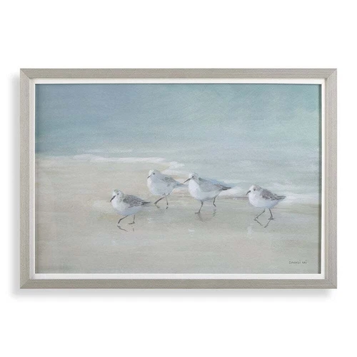 ELEGANCE TRANQUIL SHOREBIRDS ON THE SAND 33" FRAMED PRINT WALL ART 32427 - Picture 1 of 5