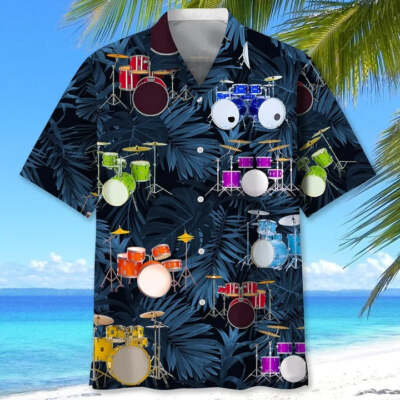 Drums Tropical Hawaiian Shirt, Aloha Beach Shirts For Drummer, Cool Hawaiian Shi