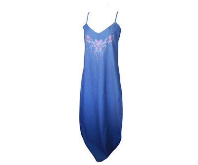 Color Crystal Bling Demin Maxi Dress, Adjustable Straps, Jeans Dress for Summer