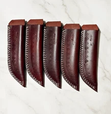 5 Pack - Hand Crafted 8 in Fixed Blade Leather Sheath Vertical Holster Belt Loop