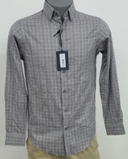Hart Schaffner Marx Grey Red Plaid Cotton L/S Men's Shirt NWT 98.50 S M L