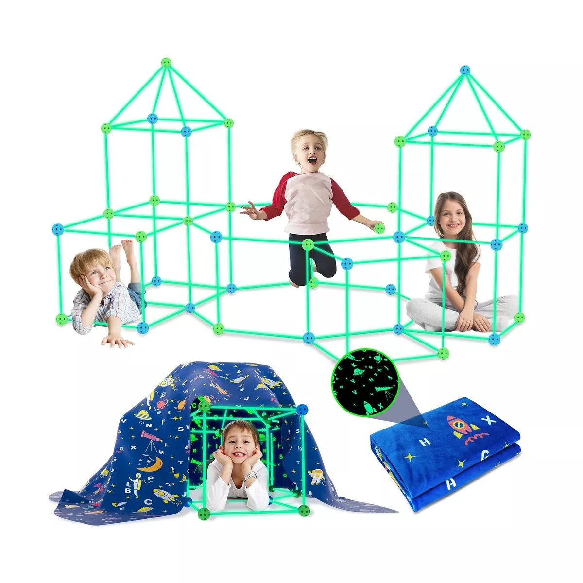  Kids Fort Building Kit 120 Pieces Construction STEM