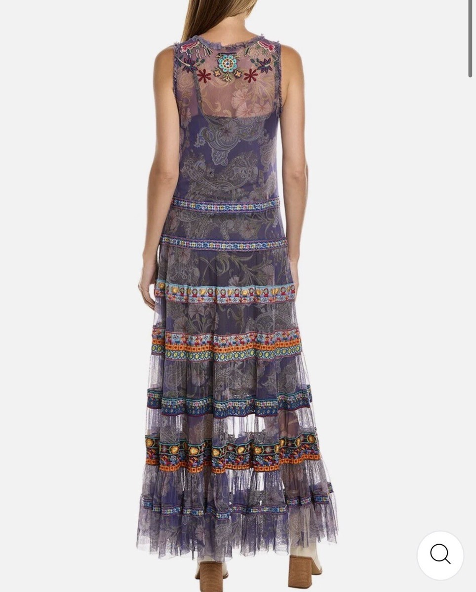 Johnny Was Embroidered Mesh Maxi Dress NWT$795 XL | eBay