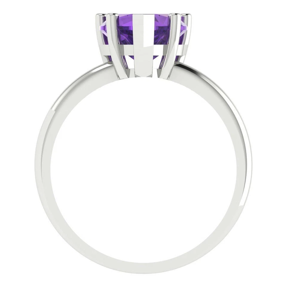 2 tcw Heart Vintage Solitaire Engagement Ring, 14K White Gold Natural Gemstone - Image 4 of 4