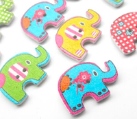 50 HolzknöPfe Elefant Bunter Mix 20X30Mm Zum AufnäHen 2-LöCher 1,8Mm Diy KnöPfe