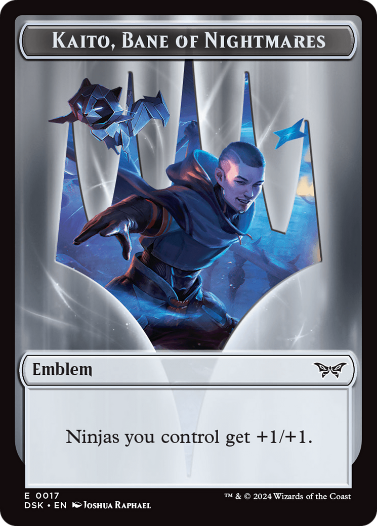 x1 Kaito, Bane of Nightmares Emblem TDSK Duskmourn MTG 17 TOKEN M