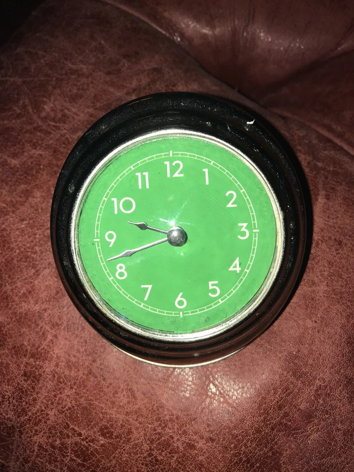 Ретро MCM керамики амбара прикроватной ванной часы серебристого тона винтажный Kelly зеленый читать - Изображение 3 из 4