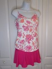 LANDS' END SZ 12 BRIGHT PINK PRINT UNDERWIRE 2 PIECE SKIRTINI EUC