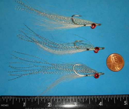 FLY FISHING FLIES - Light Blue/White CLOUSER DEEP MINNOW size #2 (6 pcs.)