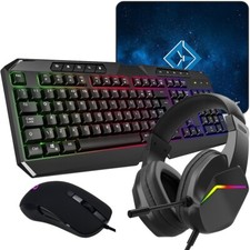 Raptor USB Gaming Keyboard, Mouse And Headset & Pad Combo Set LED PC Laptop UK