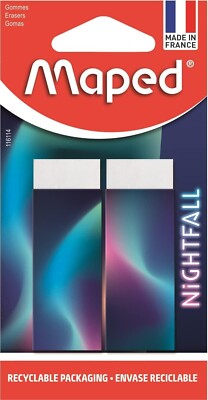 Maped Nightfall Dust-Free Erasers - Set of 2, PVC & Phthalate Free