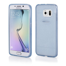 Custodia TPU Trasparente Trendy Brillantinata Azzurro Samsung Galaxy S6 Edge + P