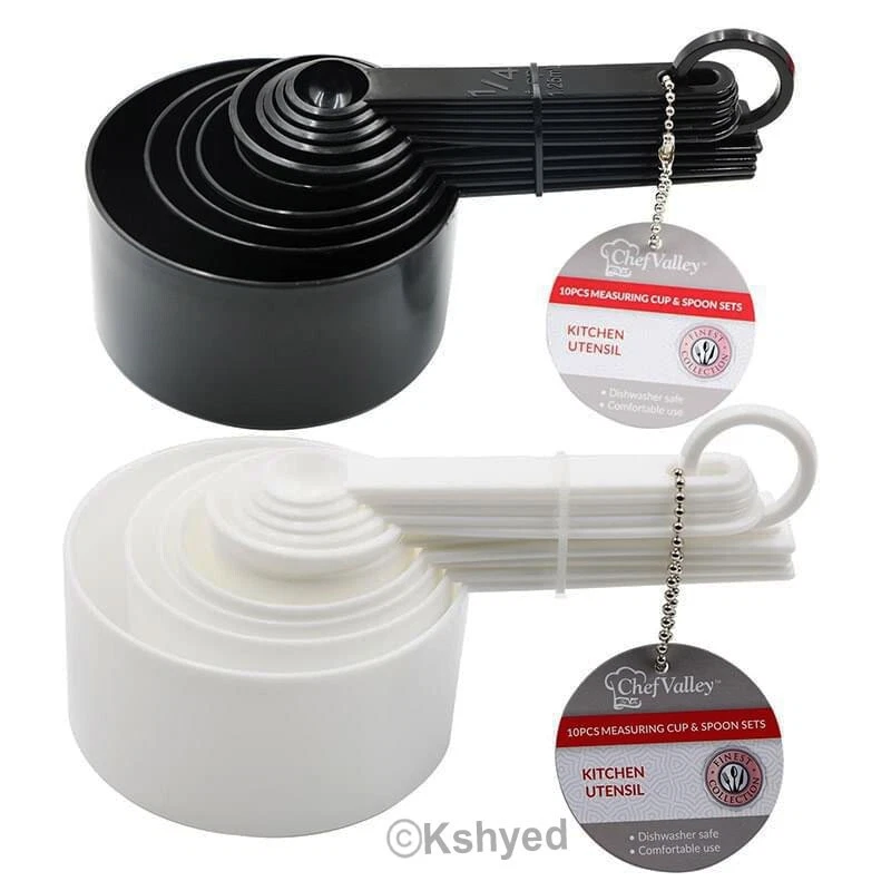 Juego de 10 tazas medidoras de plástico cuchara de cocina para hornear herramientas de cocina, color AST Foto 2 de 4