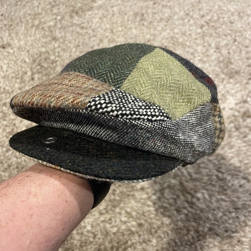 Hannah Hats Plaid Patchwork Newsboy Hat Pure New Wool - Medium