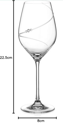 Handgeschliffenes Design Weinglas verziert mit Swarovski Kristallen Neu im Karton