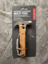 Mini Wooden Hammer Multi Tool Keychain Kikkerland 10 In 1 Function Brand New