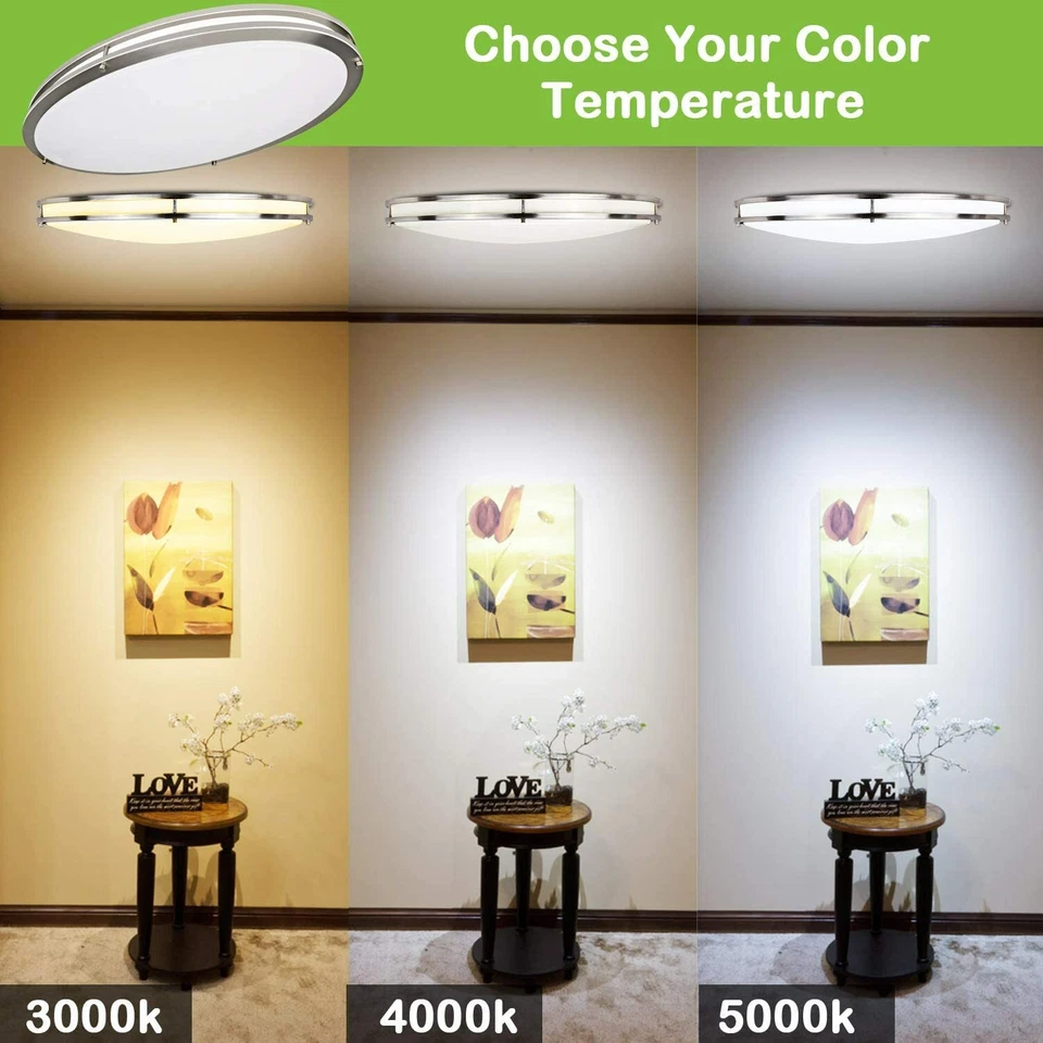 32" Oval LED Ceiling Light 35W 300W Equivalent 3100LM 3000K/4000K/5000K Switch - Image 3 of 4