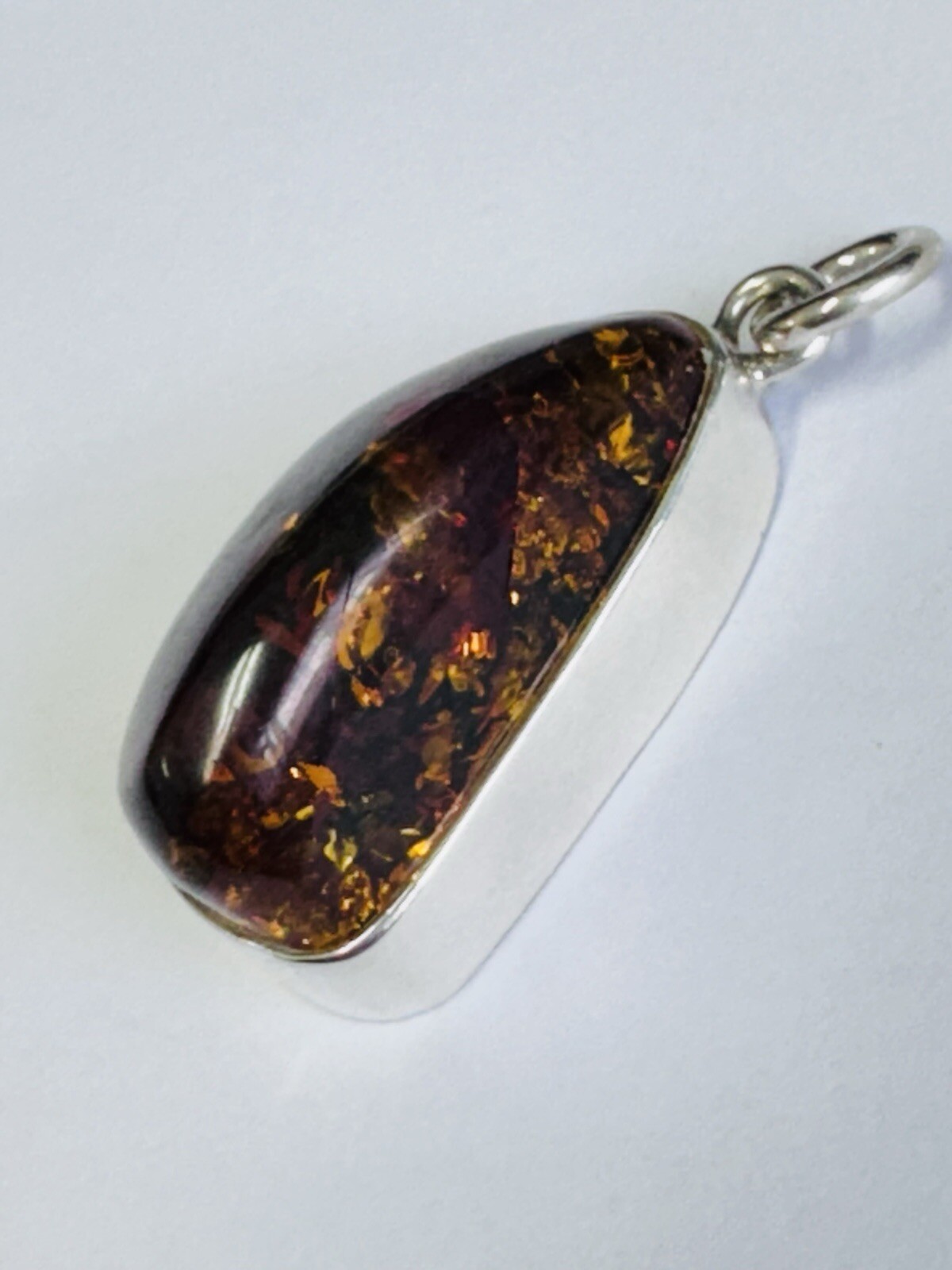 SOLID STERLING SILVER LARGE IRREGULAR SHAPE AMBER… - image 3