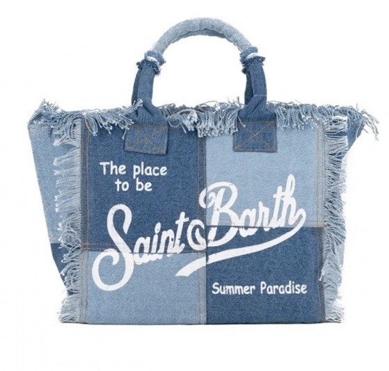 MC2 Saint Barth BORSA Vanity DENIM PATCHWORK jeans grande ORIGINALE