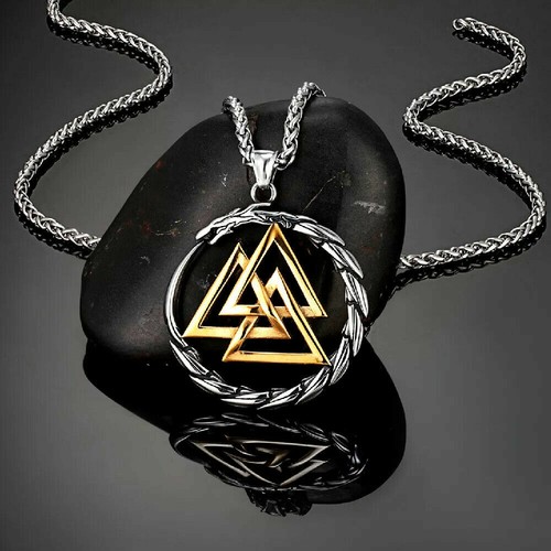 Thor hammer Vikings Dragon Stainless necklace Nordic Pendant Triangle Jewelry - Picture 6 of 6