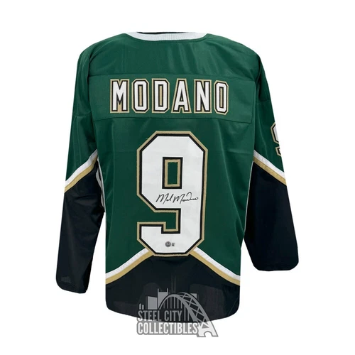 Mike Modano Autographed Dallas Custom Green Hockey Jersey - BAS