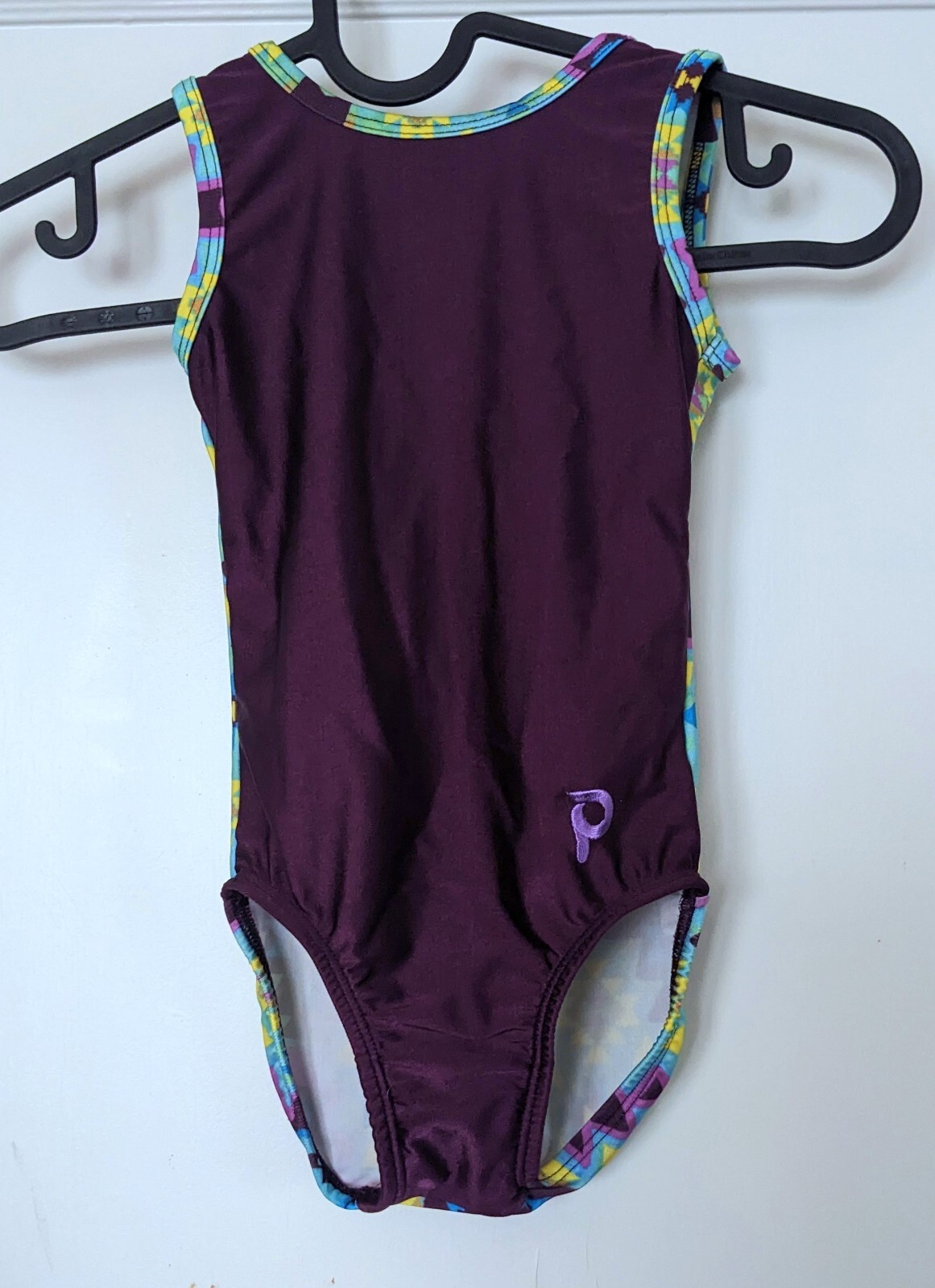 Plum Practicewear Gymnastics Leotard Flip Side Purple Ethnic Print Size CS