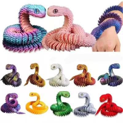 Realistic 3D Printed Articulated Snake Simulation Animal Snake Fidget Toys Decor