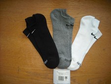 Mens NWT NIKE No-Show Socks 3prs Everyday PLUS B-W Gray Arch Suppt Sz:XL 12-15 