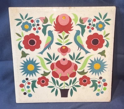 Vintage Hand Decorated 6  Tile by Designed Tiles New York City Dutch Floral