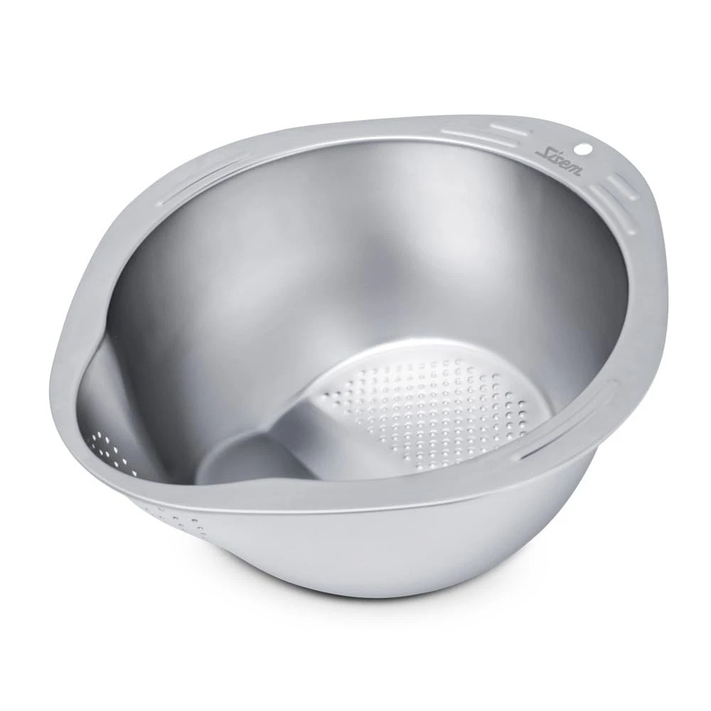 304 Stainless Steel Rice Washing Bowl, Rice Rinse Strainer Colander with Drai...
