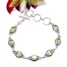 Green Amethyst 925 Sterling Silver Adjustable Bracelet 8.99" B834100