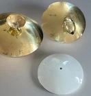 2 Vtg Brass Tone Saucer Atomic Ceiling Light Fixtures Lamps for Repair/Parts