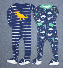 Carter's 24M Footed Sleepers Dino Zip Pajamas Bundle 2 Cotton Boys