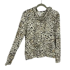 Sundry 1 Full Zip Hoodie Women size Small Animal Print Knit Long Sleeves