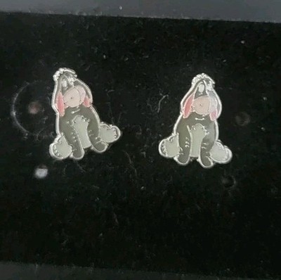 Vintage Walt Disney World Eeyore Earrings Winnie the Pooh Post Pierced enameled